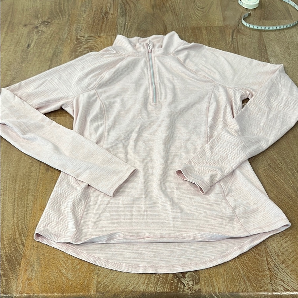Reebok White and Pink Long Sleeve Polo Top with Zipper